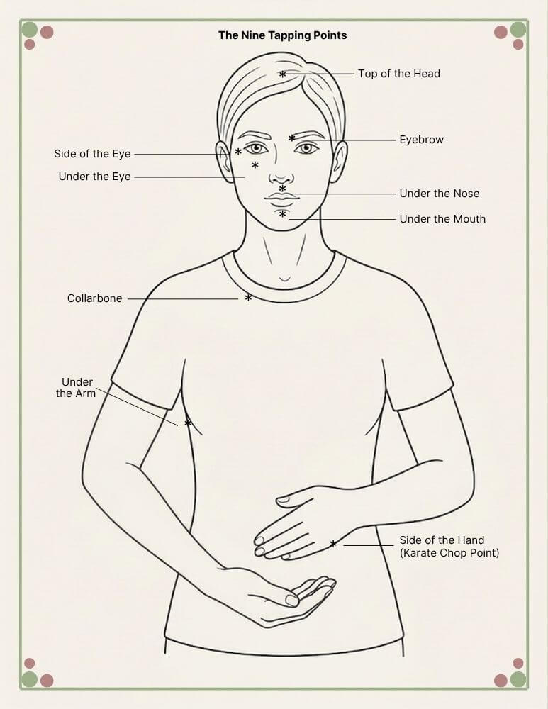 Diagram of the nine EFT tapping points